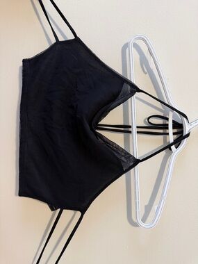 silence + noise Black tie back halter cowl neck